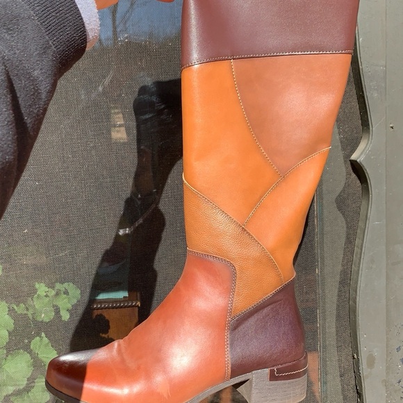 Spring Step Brown and Tan Heeled Boots - Picture 3 of 5